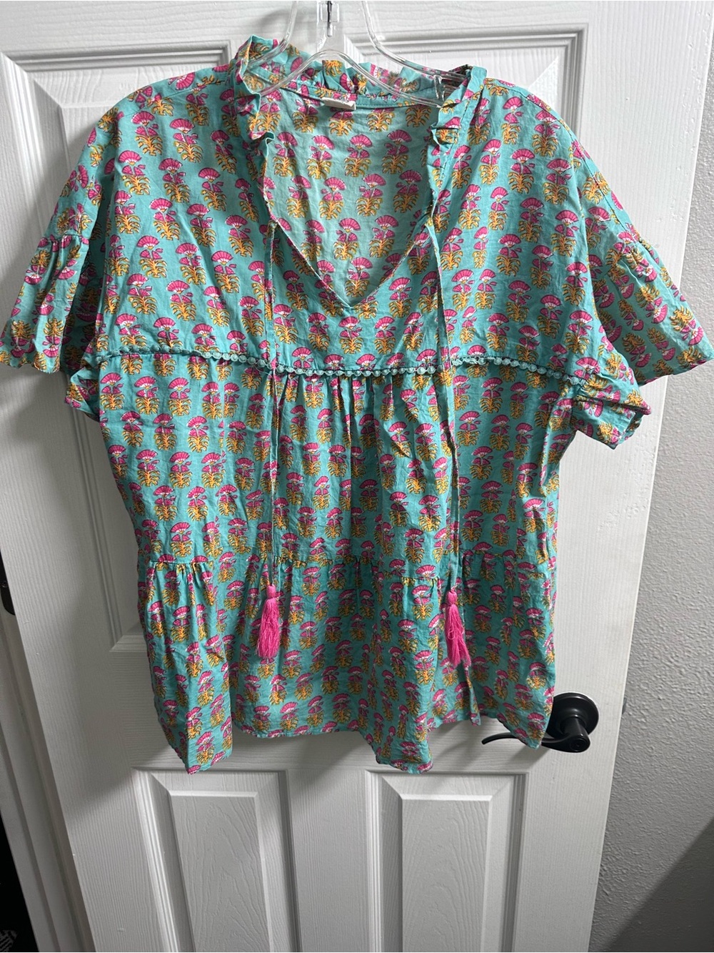 Ivy Jane Women’s M/L Floral Boho Tunic Top Cotton Boutique